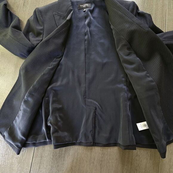 Talbots Black Wool Blend Pinstripe Blazer Jacket Size 12 PETITES Career Classic - Picture 5 of 7